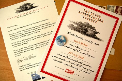 Сертификат члена Общества любителей облаков Букина Дениса № 13089